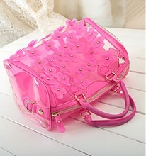 2014 transparent bags crystal beach jelly bag candy color transparent bag new arrival women s handbag