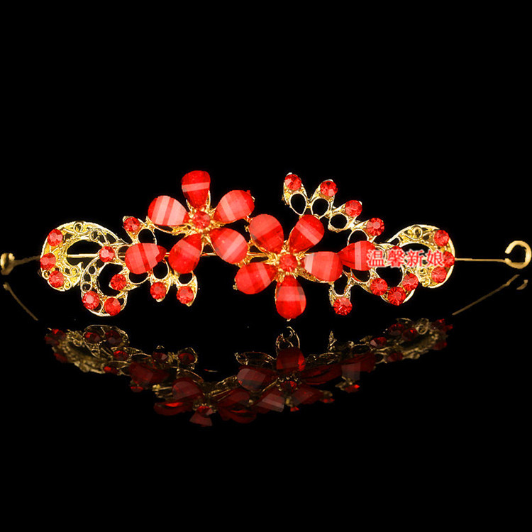 free shipping Gorgeous bride red petals hair accessory marriage accessories alloy hair accessory accessories hhg09