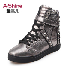 Invisible women’s elevator casual  rivet women’s  high-top  hip-hop skateboarding  sport  female 2013  shoes