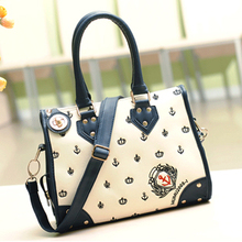 2013 vintage navy style women’s handbag fresh women’s handbag color block messenger bag handbag