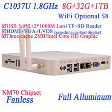 Fanless Panel PC Intel Celeron 1037U 1080P HTPCS 29mm Ultra Thin Mini PCs with USB 3