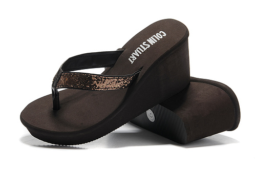 FREE SHIPPING Victoria paillette high heeled sandals flip flops wedges female sandals