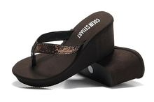 Victoria paillette high-heeled sandals flip flops wedges female sandals