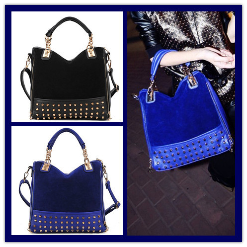 New Arrival Women s Fashion Bags Lady s Woman 2014 Suede Leather Bag Womens Rivet Punk