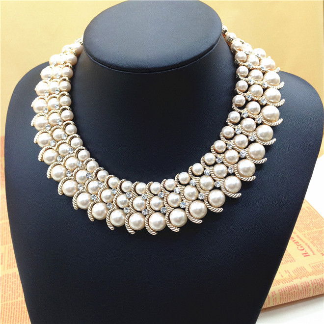 ... necklace-big-pearl-chain-crystal-necklace-fashion-statement-Necklaces