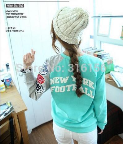 1196 2014  Women Fashion European and American style Spring/Autumn/Winter breif pattern patchwork sweatshirt  Freeshipping