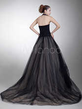 Quinceanera Dresses 2014 Black Champagne Appliques Halter Sleeveless Ball Gowns Floor Length Organza Custom Size
