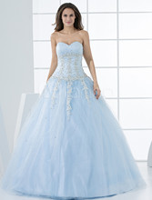 2014 Quinceanera Dresses Ball Gowns Baby Blue Sweetheart Sleeveless Floor Length Organza Custom Size