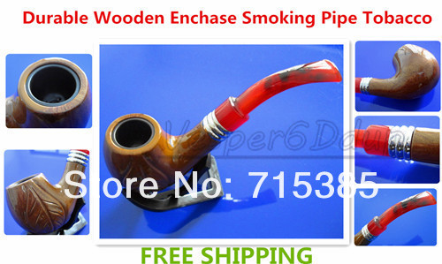 10pcs lot New Durable Wooden Enchase Smoking Pipe Tobacco Cigarettes Cigar Pipes For Gift