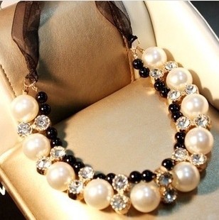 2014 New Factory wholesales Fashion Western statement elegant Pearls Elegant Punk choker necklace jewelry