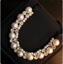 2014 New Factory wholesales Fashion Western statement elegant Pearls Elegant Punk choker necklace jewelry