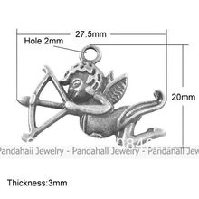 Tibetan Style Pendants,  Lead Free,  Cupid,  Antique Silver,  20×27.5x3mm,  Hole: 2mm