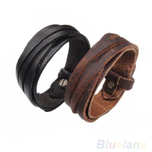 Men Women Unisex Multi thong braided thin Genuine Leather Bracelet wristband Jewelry Items