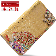 Women’s wallet 2014 rhinestone long design cowhide wallet women’s zipper day clutch