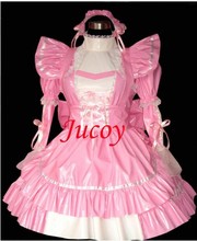 New Arrival Pink PVC Sissy Maid Dress Uniform Cosplay Costume Anime Costume