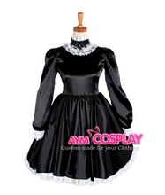 New Arrival Sissy Maid Dress Satin Lockable Dress Maid Uniform Lace Up Cosplay Costume Anime Costume