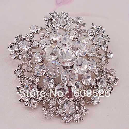 free shipping 1 piece Vintage Style Large Crystal rhinestone flower Pin Brooch Broach Clear item no