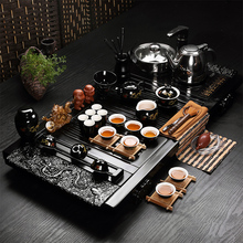 Purple kung fu tea set four in one set electromagnetic furnace solid wood tea tray tea sea tea sets