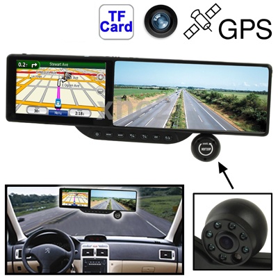 5 0 inch TFT Touch Screen Car GPS Navigator with Rearview Mirror HD DVR 4GB TF