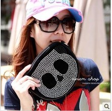 2013 bags female panda head velvet rhinestones women’s handbag one shoulder cross-body bag small