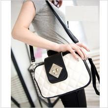 2013 bags female women’s handbag single shoulder bag black and white color block decoration big lock casual plaid bag