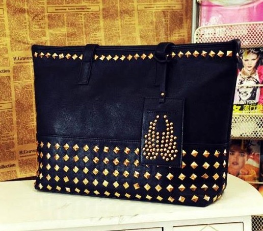 2013 bags female women s handbag one shoulder fashion rivet handbag big bag