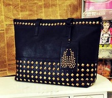 2013 bags female women’s handbag one shoulder fashion rivet handbag big bag