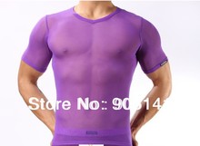 MU033 Sexy Perspective Mesh T shirt Men’s Tees Tops Sports male new in 2014 drop shipping