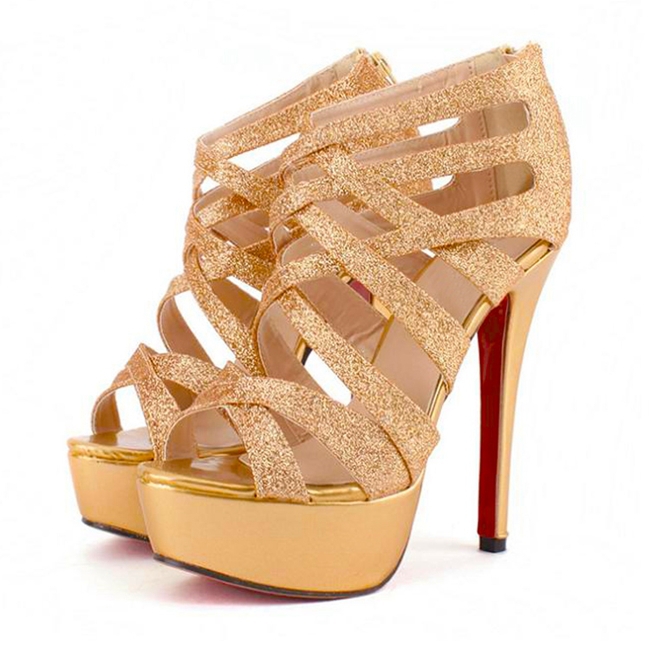 2014 New Arrival Big Size 33 40 Gold Silver Red Bottom Sexy Party Wedding 13CM High