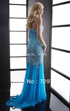 Custom Made Jasz Couture Crystal Sexy Spaghetti Strap Ice Blue Chiffon Floor Length Prom Dresses Evening