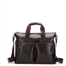 New Top Solid Business Laptop Briefcase 2014 Leather Briefcase Laptop Computer Bag for Men Messenger Bags