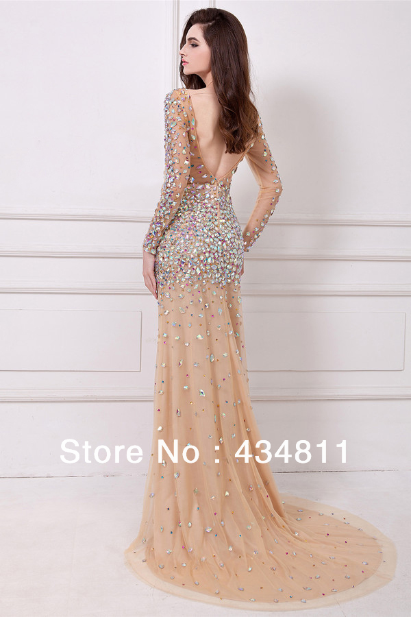 Showing Gallery For Champagne Prom Dresses With Sleeves