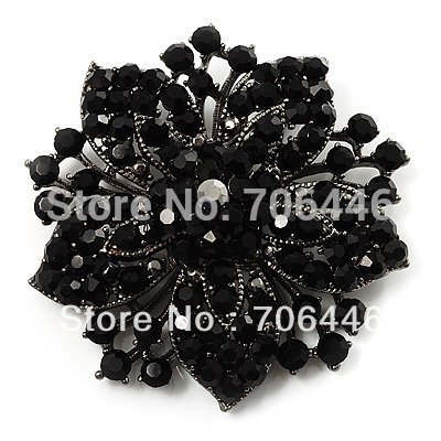 2 2 Inch Vintage Style Black Rhinestone Crystal Diamante Starfish Party Brooch