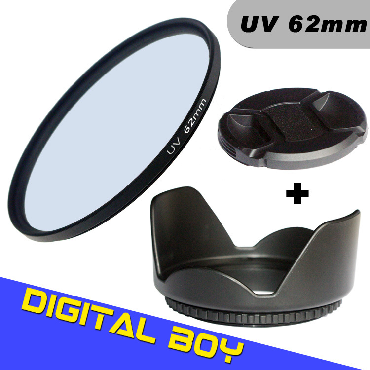 Camera Photo NEW BRAND 62mm UV lens Filter Protector Lens Hood Lens Cap Protector for Canon