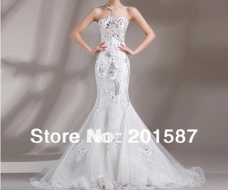 2013 latest pure manual set auger lace fishtail wedding dress trials that wipe a bosom