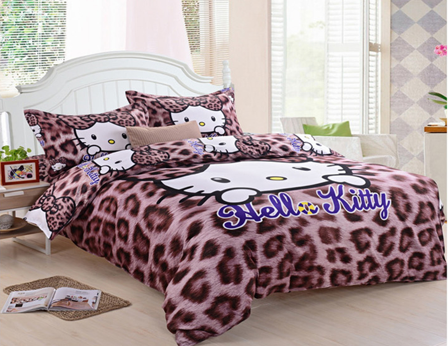 kitty bedding full size /girls bedding sets/leopard print comforter ...