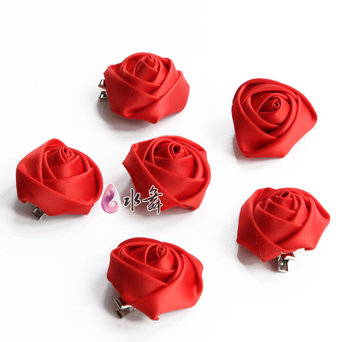 Luxury bridal hairpin hair accessory marriage accessories red ribbon rose hairpin accessories hairpin
