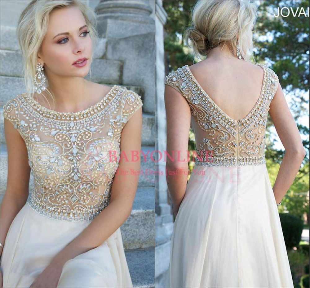 Women-s-Evening-Gowns-With-Short-Sleeves-See-Through-Crystal-Beaded ...