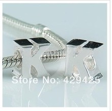 1PCS lot 925 Sterling Silver Letter K Charm Beads Fits Bracelets Pandora Jewelry free shipping