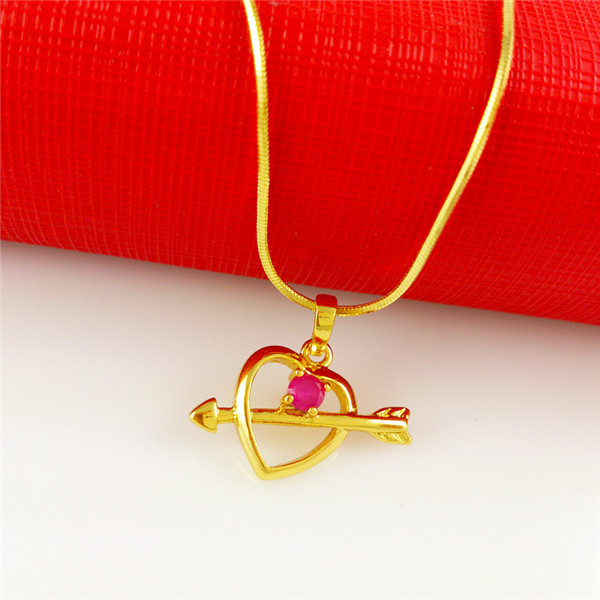 GN044 Perfect Fashion Jewelry For Men and Women 24K Gold Plated Necklaces Cupid Pendant Necklaces Gold