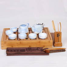 2014 bamboo tray color jade porcelain ceramic tea set kung fu tea set