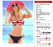 Women Bikini Suit The American Flag Sweetheart Neck hung Together