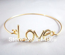 Gold Love Bangle Bracelet Love Charm Bracelet Valentine’s Day Jewelry Bridesmaid Gift