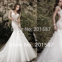 New Luxury Galia Lahav Wedding Dresses Spaghetti Backless Appliques Flowers Mermaid Court Train Tulle Lace Sexy See Through