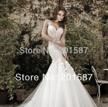 New Luxury Galia Lahav Wedding Dresses Spaghetti Backless Appliques Flowers Mermaid Court Train Tulle Lace Sexy