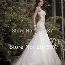 New Luxury Galia Lahav Wedding Dresses Spaghetti Backless Appliques Flowers Mermaid Court Train Tulle Lace Sexy