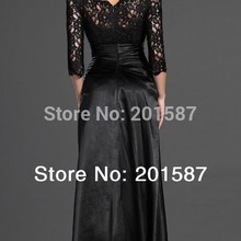Wholesale Long Sleeve Black Lace Sheer Neck Evening Dresses Plus Size Ruffles Mother Dress A Line
