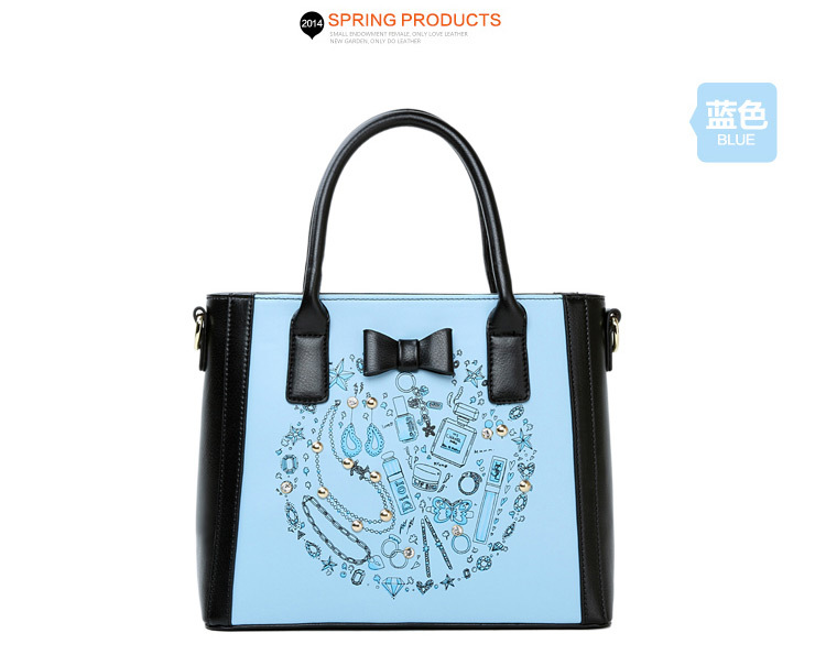 2014 New Arrival Fashion Woman Shoulder Bag Print Square Handbags Bow Decor PU Leather Messenger Bags