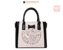 2014 New Arrival Fashion Woman Shoulder Bag Print Square Handbags Bow Decor PU Leather Messenger Bags