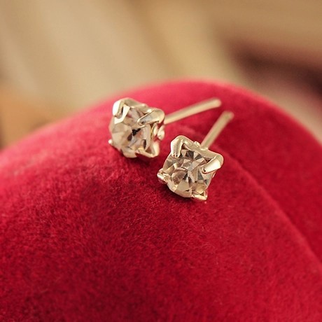 GH829 Promotion Classic CZ Diamond Crystal Gold Stud Earrings for Women Dress new Gifts Wholesale